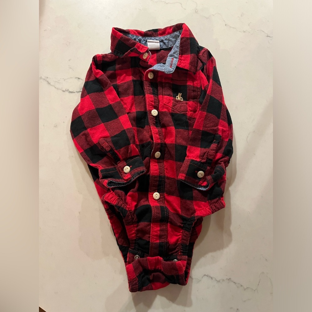 Baby GAP buffalo plaid flannel onesie